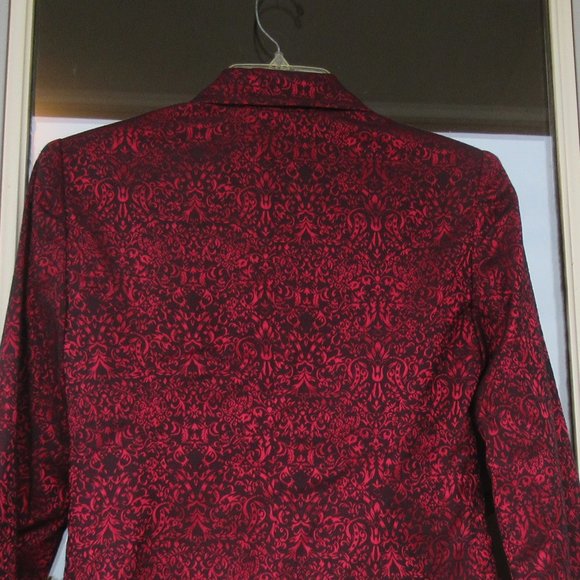 Last Chance NWT VINTAGE red & black print with shimmer blazer - Picture 9 of 16